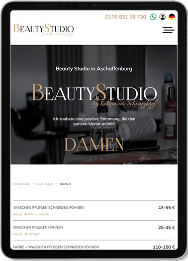 Beauty Studio von Katharina Schwarzkopf tablet