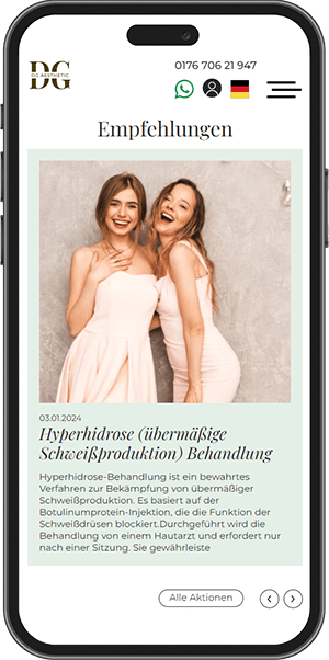 DG Aesthetic mobile Website Ansicht 2