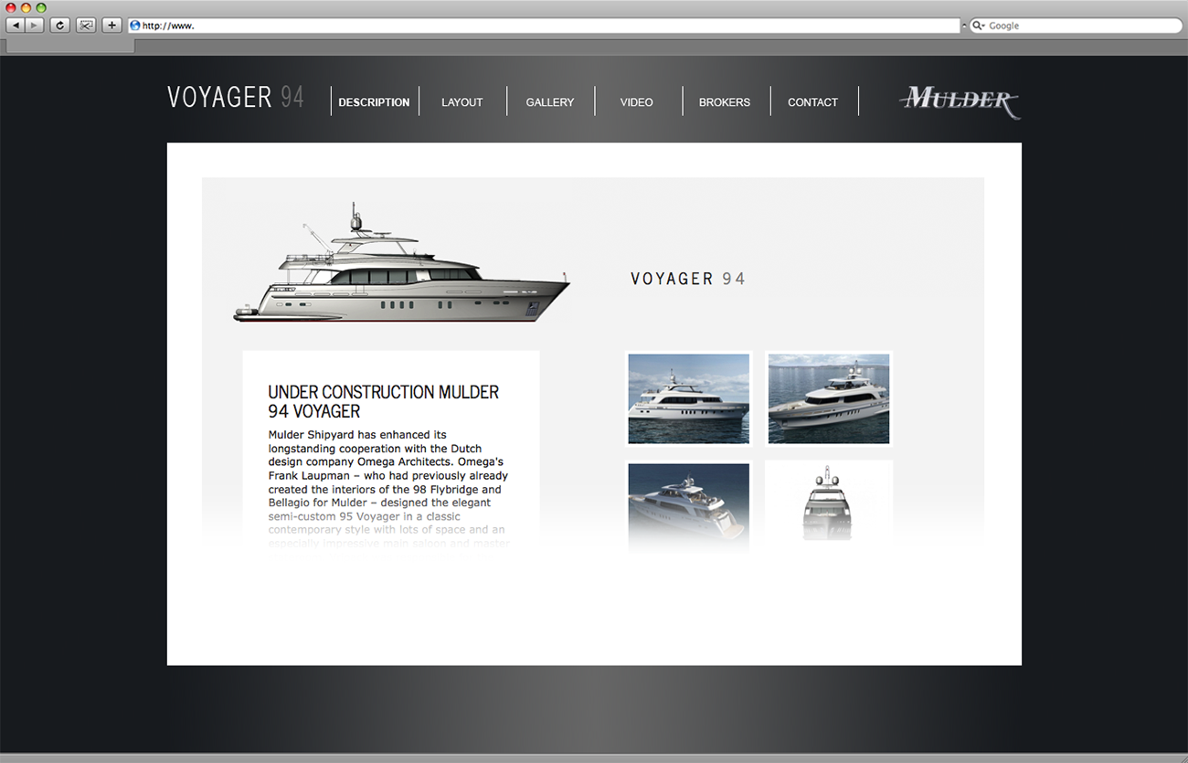 Webseite für die Yacht "Mulder 94 Voyager"