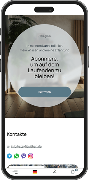 StayFitWithAn — Kontaktformular auf mobilen Geräten