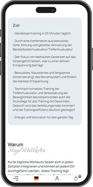 StayFitWithAn — Abonnementseite auf mobilen Geräten