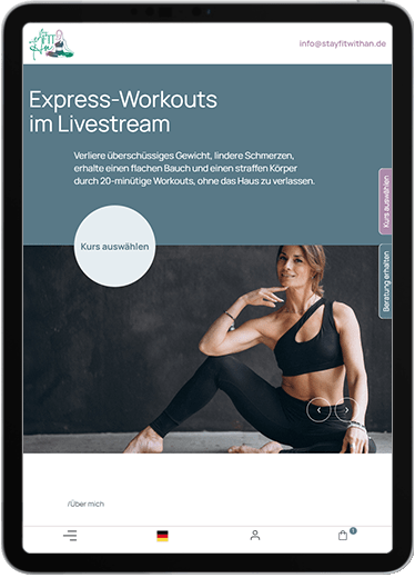 StayFitWithAn — Startseite für Tablets