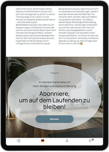 StayFitWithAn — Trainingsresultate-Seite auf Tablets