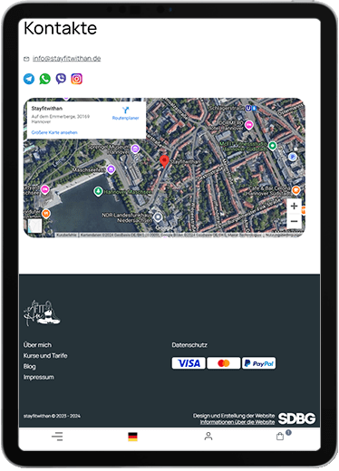 StayFitWithAn — Stundenplan-Seite auf Tablets