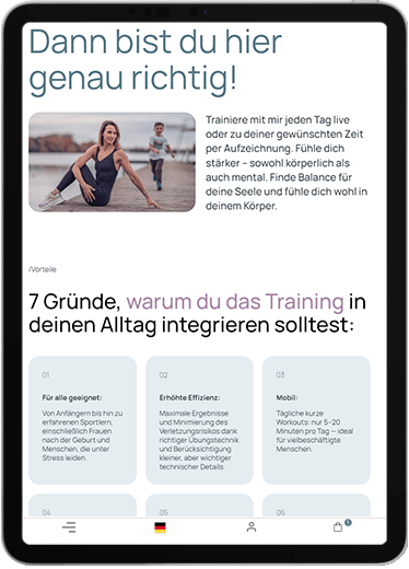 StayFitWithAn — Live-Übertragungsseite für Tablets