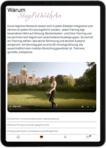 StayFitWithAn — Kontaktseite für Tablets