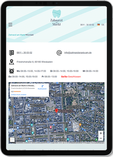 Zahnarzt am Markt Tablet-Ansicht